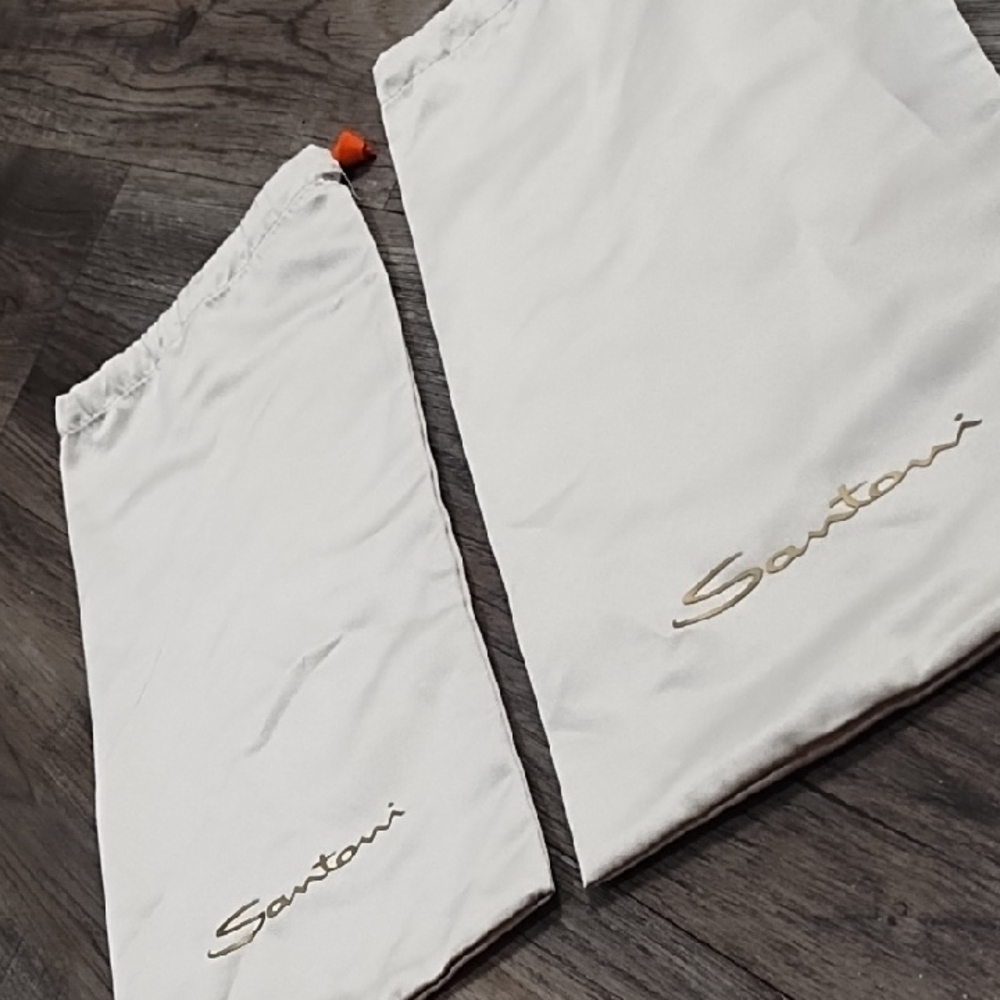 Santoni Cream Dust Bags with Orange Accents (2) - Picture 3 of 4